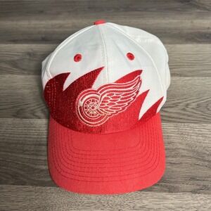 VTG Detroit Red Wings Sharktooth Hat Adjustable Snap Back 1990s NHL Logo 7